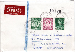 GB Schottland Wales 1960, 3 Marken Auf Express Brief N. Deutschland - Otros & Sin Clasificación
