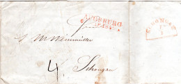 Bayern 1846, L2 Augsburg Auf Porto Brief M. Rücks. Rotem HKS SCHONGAU - Prephilately