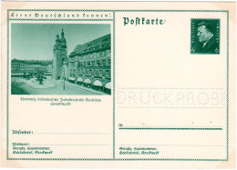 DR, 6 Pf. Bild Ganzsache Industrie Stadt Chemnitz M. Lochung DRUCKPROBE - Cartas & Documentos