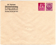 DR, Ungebr. 20+100 Mk.Privatganzsache Umschlag 29. Philatelistentag Dresden - Storia Postale