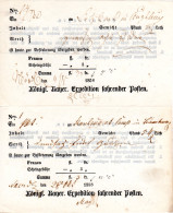 Bayern, 2 Postscheine V Nördlingen M. Gr.+kl. 5 In Eingedruckter Jahreszahl 1858 - Prephilately