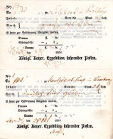 Bayern, 2 Postscheine V Nördlingen M. Gr.+kl. 5 In Eingedruckter Jahreszahl 1858 - Precursores