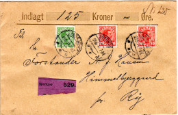 Dänemark 1914, 5+2x10 öre Auf Wert Brief Umschlag V. SPARKJAER - Andere & Zonder Classificatie