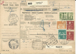 Schweiz 1961, 5 Marken Auf Paketkarte V. Lausanne La Sallaz N. Belgien - Other & Unclassified