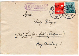 1948, Landpost Stpl. 16 RHENEGGE über Korbach Auf Brief M. 8+16 Pf. - Cartas & Documentos