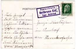 Bayern 1911, Posthilfstelle HEILBRUNN BHF Taxe Heilbrunn Klar Auf Karte M. 5 Pf. - Cartas & Documentos