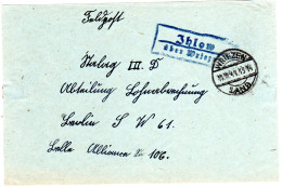 DR 1941, Landpoststpl. JHLOW über Wriezen Auf Feldpost Briefteil  - Lettres & Documents