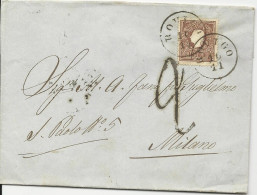Lombardei U. Venetien 1861, 10 Soldi Auf Grenzfranko Brief V. Rovigo N. Milano - Andere & Zonder Classificatie