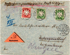 Bayern 1910, 2x5+10 Pf. Auf Nachnahme Brief M. Schönen OBERNZELL Stempeln - Cartas & Documentos
