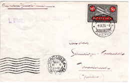 Schweiz 1925, 1. Flugpost Zürich-Mailand, Brief M. 50 C.  - Storia Postale