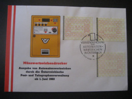 Österreich- FDC Sonder-Beleg Wertzeichendrucker Frama Automatenmarke 3,00, 4,00, 6,00 MiNr. 1, - Vignette [ATM]