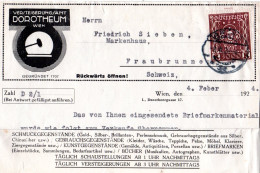 Österreich 1924, 3000 K. Auf Dorotheum "Faltpost"-Brief V. Wien I.d. Schweiz - Brieven En Documenten