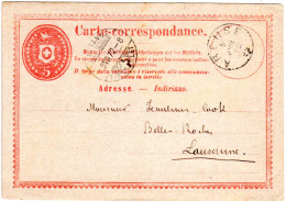 Schweiz 1872, Fingerhut Stpl. AREUSE Auf 5 C. Ganzsache  - Storia Postale