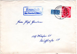 BRD 1953, Landpost Stpl. 13b KRUMBAD über Krumbach Auf Brief M. 20 Pf. - Covers & Documents