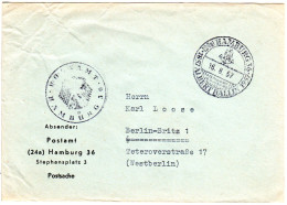 BRD 1957, Portofreier Postsache Brief V. Hamburg M. Albert Ballin Sonderstempel - Lettres & Documents