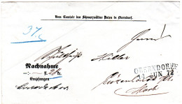 Württemberg 1872, L2 OBERNDORF Auf Vordruck NN-Brief Des Schwarzwälder Boten - Storia Postale