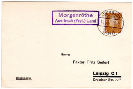 DR 1931, Landpost Stpl. MORGENRÖTHE Auerbach Land Auf Karte M. 3 Pf. - Cartas & Documentos