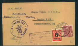 1951, Hülle Euner Ortszustellung - Briefe U. Dokumente