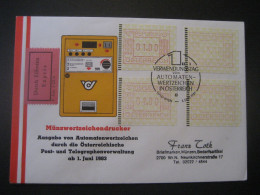 Österreich- FDC Sonder-Beleg Wertzeichendrucker Express Frama Automatenmarke 1,00, 3,00, 4,00, 6,00 MiNr. 1, - Vignette [ATM]