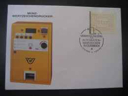 Österreich- FDC Sonder-Beleg Münzwertzeichendrucker Frama Automatenmarke 4,00, MiNr. 1, - Automatenmarken [ATM]