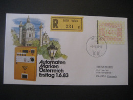 Österreich- FDC Sonder-Beleg  Automatenmarken Österreich Einschreiben Automatenmarke 16,00, MiNr. 1, - Viñetas De Franqueo [ATM]