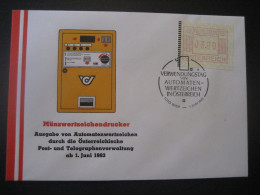 Österreich- FDC Sonder-Beleg  Münzwertzeichendrucker Frama Automatenmarke 3,00, MiNr. 1, - Vignette [ATM]