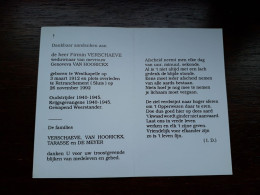 Gewapend Weerstander - Oudstrijder En Krijgsgevangene - Firmin Verschaeve ° Westkapelle 1912 + Retranchemet (Sluis) 1992 - Overlijden