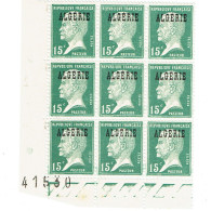 Algérie N° 17 Pasteur 15 C. Vert Bloc De 9 Timbres Bas De Feuille N° 41530 Luxe - Ongebruikt