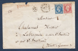 Napoléon N° 22 Et 24 Sur Lettre Chargée De Paris Oblit. étoile 23 - 1862 Napoléon III