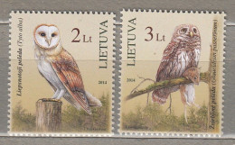 LITHUANIA 2014 Birds Owls MNH(**) Mi 1156-1157 #Lt825 - Lituanie