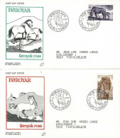 Faroe Islands 1993; Horses.  Set Of 2 In Single And Block Of 4 On FDC (Populær Filateli). - Färöer Inseln