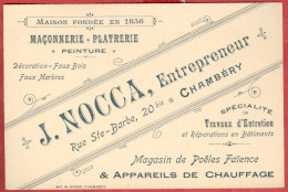 ** CARTE  J. NOCCA  -  CHAMBERY  -  FONDEE  En  1856 ** - Cartes De Visite