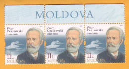 2015 Moldova Moldavie Moldau   Pyotr Ilyich Tchaikovsky Russian Composer And Musician 3v Mint - Musique