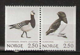 Norge Norway 1983  Birds, Barnacle Goose, Little Auk.  Mi 883-884 Pair, MNH(**) - Unused Stamps