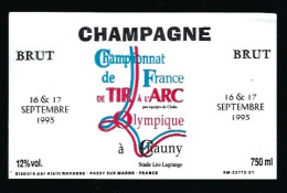 Etiquette Champagne Brut Championnat De France De Tir à L'Arc Olympique à Ghauny  Stade Léo Lagrange  A Navarre Passy S - Champagne