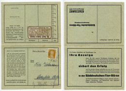 Germany 1927 Postcard W/ Reply Postcard; Stuttgart - Süddeutschen Tier-Börse To Ostenfelde; 3pf. Geothe - Storia Postale