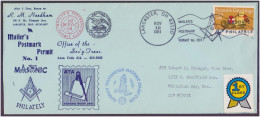 Masonic Study Unit Mailer's Postmark Permit No.1 140 MPPC, Masonic Philately, First Class Label, Freemasonry 1981 Cover - Freimaurerei