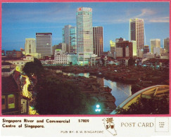 Singapore River And Commercial Centre At Dusk, +/-1974 Vintage, S7809  PUB. BY. S.W. SINGAPORE_UNC_cpc - Singapore