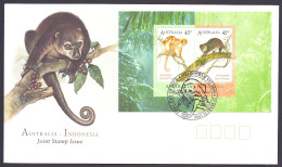 Australia 1996 - Fauna Wild Animals, Australian Spotted Cuscuses, Bear, Joint Issue With Indonesia - Miniature Sheet FDC - Premiers Jours (FDC)