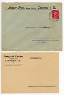 Germany 1927 Cover & Reply Postcard; Lübbecke (Westf.) - August Frese, Lederfabrik; 10pf. Frederick The Great - Cartas & Documentos