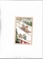 Carte Postale Anciennesignée Gaston Maréchaux 3 Petits Anges Sur Une Luge Devant Deux Autres Anges - Altri & Non Classificati