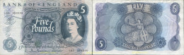 8698 GRAN BRETAÑA 1963 UK GREAT BRITAIN ENGLAND 5 POUNDS 1963 - 1966 P-375A SIGNATURE A J.Q HOLLOM - Collections