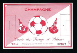 Etiquette Champagne  Brut Cuvée Des Rouge Et Blanc SR Stade De Reims  Jean Person Vertus Marne 51 Sport Foot - Champagne