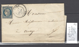 France - Lettre  BARJOLS - Var - 1852 - T14 + PC 260 - Yvert 4 - 1849-1876: Periodo Clásico