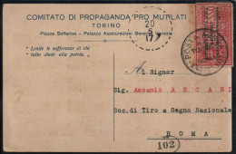 REGNO - 1917 Cartolina "Comitato  Propaganda Pro Mutilati" Viaggiata .20 Maggio 1917 Con Francobollo Di Posta Aerea N.1 - Storia Postale (Posta Aerea)