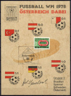 Austria 1978 Football Soccer World Cup Commemorative Autograph Print With Sign. Of H. Senekowitsch - 1978 – Argentine