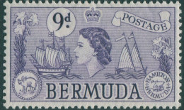 Bermuda 1953 SG143b 9d Violet QEII Galleon MNH - Bermudas