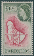 Barbados 1953 SG300 $1.20 QEII Map And Mast MLH - Barbades (1966-...)