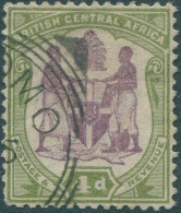 Nyasaland 1897 SG57e 4d Purple And Olive Arms FU - Malawi (1964-...)