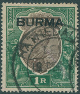 Burma 1937 SG13 1r Brown And Green KGVI BURMA Ovpt FU - Myanmar (Birma 1948-...)